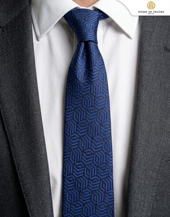 Premium Designer Tie - Geometric Box Pattern